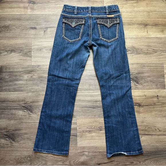 Cowgirl Tuff Co. Womens Heavy Stitch Bootcut Blue Jeans Sz 29 Turquoise Leather - Picture 10 of 12